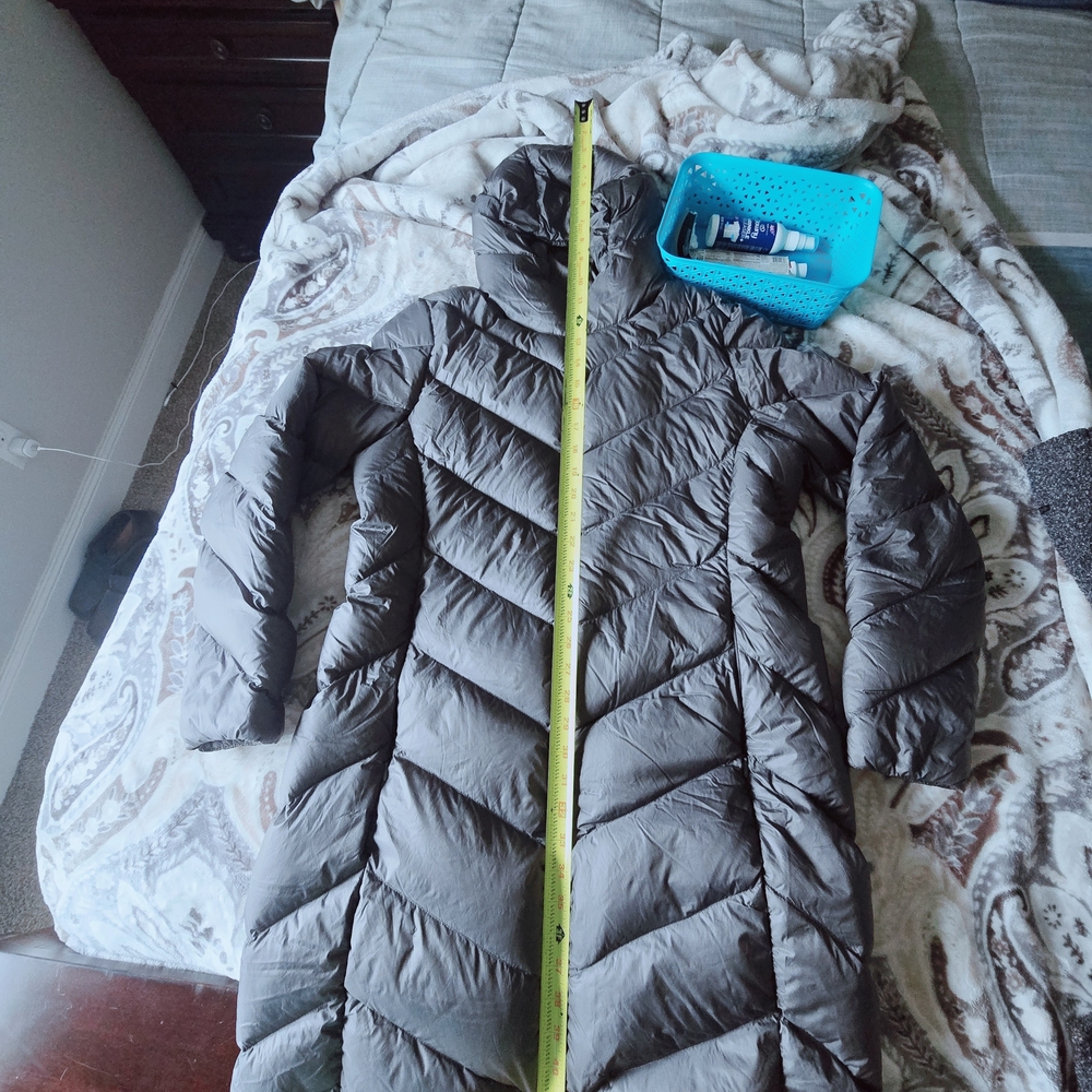 Attention  Is The Brand And Gray Quilted Puffer Coat Says It